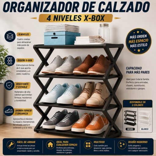 Organizador de Calzado 4 Niveles X-BOX